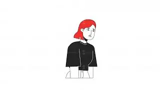 Woman sighing and lowering her head line 2D character animation