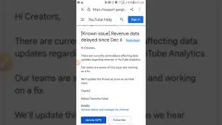 Revenue data delayed since dec 6 ( why youtube revenue not updating )