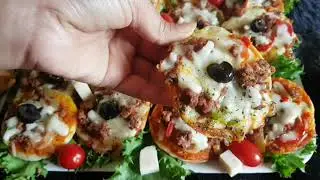 في عشر دقايق حضري 🍕ميني بيتزا🍕 بالعجينة السائلة في المقلاة لشهر رمضان.#مملحات_رمضانية