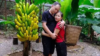 kind wife: Help Duong harvest bananas and bring them to the market to sell.