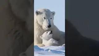 Мило! Мама белый медведь с медвежонком.