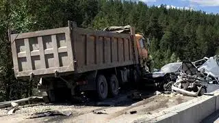 Авария на трассе М-5 под Челябинском. Грузовик без тормозов смял 5 машин 16.06.2020