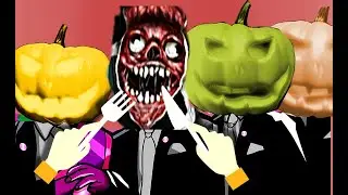 Pumpkin eating Trevor Henderson Bridge Worm Wrong Heads - Halloween