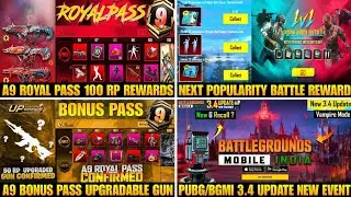✅ A9 Royal Pass | Next Popularity Battle Rewards | Next A9 Bonus Pass | Bgmi 3.4 New Update Event