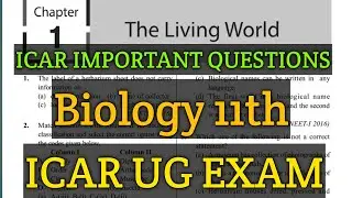 Biology important questions for icar entrance exam / the living word / icar exam important questions