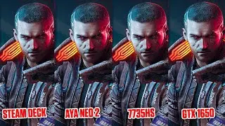 Cyberpunk 2077 - Steam Deck vs Aya Neo 2 vs Ryzen 7735HS vs GTX 1650 eGPU