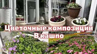Цветочные композиции в кашпо , цветочные люстры .