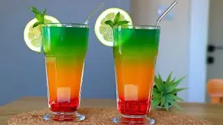 🌈HOME MADE OF RAINBOW COCKTAIL WITHOUT ALCOHOL🍹Refreshing Cold Drink Recipe☀️