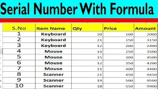 How to create Serial Number in Excel sheet to Auto Generate New One BY learning center