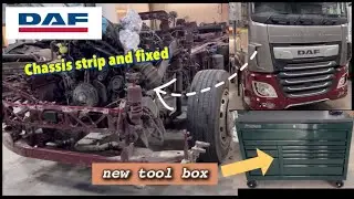 Fixing a damaged 2018 DAF XF . Chassis strip + fit back  together . Part. 2