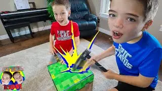 Minecraft Block Battle! Who Can Break Open The Mystery Minecraft Block? | Steel Kids