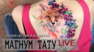 Cover up tattoo. Лиса в цветах “Магнум тату. Live”