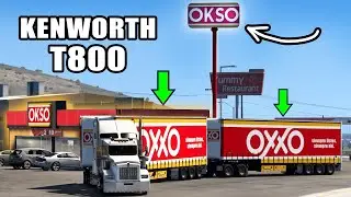 DOBLE Trailer de OXXO en Kenworth T800 La Ruta de los Oxxos en México American Truck Simulator