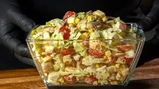 Wonderful salad with chicken and apple! Perfect for lunch and dinner!