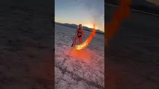 Giant Fire Spinning Wheel | Fire in the Desert 