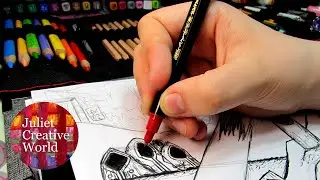 BONEY RAVINE in fineliner  part two. How create illustration step by step.