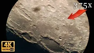 MOON in Telescope with Zoom 375x  4K Video!