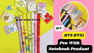 DIY BTS Pen Decoration / Homemade cute pen / BTS Craft / easy paper crafts / school supplies