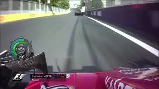 F1 2016 Baku 352 km/h Vettel vs Ricciardo - Race Onboard With Telemetry