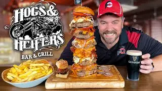 Dublin's Tallest Burger!! Man vs Hogs & Heifers' 50/50 Irish Bacon Cheeseburger Challenge!!