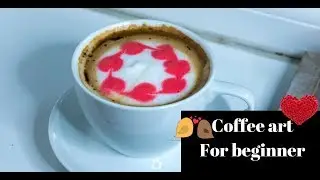 Valentine coffee art for complete beginner|coloured coffee art |