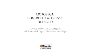 Motosega: i controlli da effettuare sull'attrezzo di taglio.