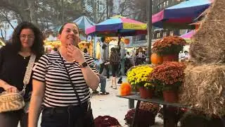 Walkthrough of Bryant Park Winter Village on Halloween