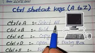 A to Z Ctrl Shortcut keys | Computer Keyboard shortcut A to Z using Ctrl