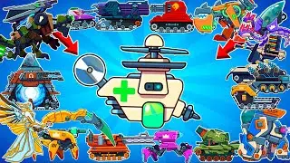 ALL 26 TANKS and Booster HEALING DRONE FIGHT BATTLES 1 vs 1 - Hills of Steel