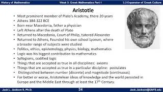 Math History 3.3 Plato, Aristotle, Alexander and the Expansion of Greek Culture