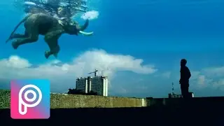 picsart editing tutorial #5 || cara menambahkan objek di langit [gajah/ikan paus] dengan android