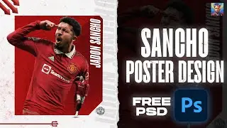 FREE PSD 🔵⚪ | Jadon Sancho Poster Design | Photoshop Tutorial | Praveenkumar.psd
