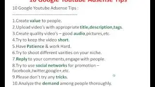 10 TIPS GOOGLE YOUTUBE ADSENSE