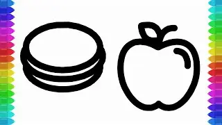 How to draw MACARON and APPLE 🍏  Print color page 👇🔻🖨️