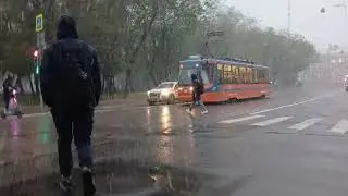 Снегопад в Москве поздней весной