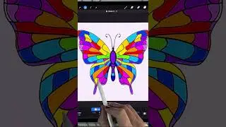Easy Procreate Stained Glass Butterfly Tutorial! 🦋 #procreate #procreatetutorial #shorts