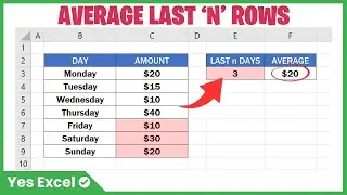 Average Last n Rows in Excel