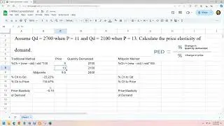 How to use Google Sheets to calculate price elasticity of demand