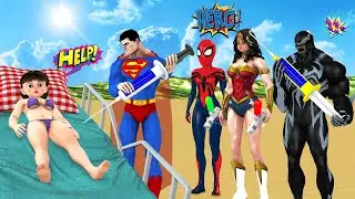 Scary Teacher 3D vs Squid Game Superhero Saves Bikini Girl With His Own Power 5 Times Challenge