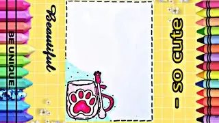 drawing to decorate notebook | mug | تعليم الرسم | تزيين دفاتر مدرسية |  كوب مع ملعقة جدا كيوت