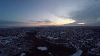 Winter sunset from a bird's eye view