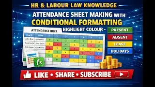 ATTENDANCE SHEET MAKING WITH CONDITIONAL FORMATIING HIGHLIGHT COLOUR - PRESENT/ABSENT/LEAVE/HOLIDAYS