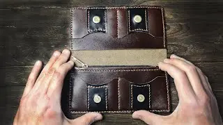Leather long wallet making with magnetic buttons