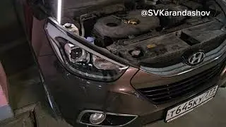 Замена лампы ближний/дальний свет на Hyundai ix35 (рестайлинг). Тип лампы: D3S
