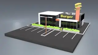 Burger cafe in Cinema4D R20 - 3D Modeling Timelapse
