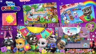 MY TALKING TOM FRIENDS🌈🏡|SUMMER UPTADE GAMEPLAY!🏖🌞+New Summer Sticker Album!🌇🌈📚★RAINBOW PREMIERE!🌈🔵
