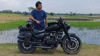 Modified Meteor 350 Fireball installed Tank Bag and Rear Bag