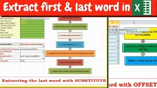 How to extract last and first word in excel