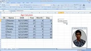Microsoft Office 2007 Excel 9 Age Calculate
