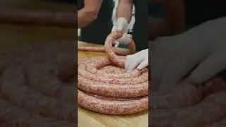 Coiling Bratwursts! 🌭  What's your favorite bratwurst flavor? #shorts #bratwursts